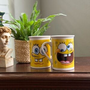 Nickelodeon Yellow and White SpongeBob Mugs
